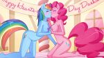  16:9 anthro anthrofied big_breasts blush breast_size_difference breasts cutie_mark duo equid equine eyes_closed female female/female friendship_is_magic hair hand_holding hasbro hi_res inside interlocked_fingers jonfawkes kissing kneeling mammal multicolored_hair my_little_pony navel nude pink_hair pinkie_pie_(mlp) rainbow_dash_(mlp) rainbow_hair widescreen 