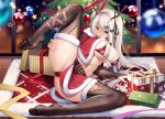  christmas horns long_hair original pupupu thighhighs tree white_hair 