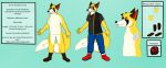  2_tails 4_toes 5_fingers absurd_res brown_body brown_fur canid canine clothing daimee english_text eyewear feet fingers fox fur glasses hi_res huua kuramafurrypaw m&#039;sheireus male mammal maximirusupauaa model_sheet msheireus_huua msheireushuua multi_tail pawpads pendant red_eyes retractable_claws solo text toes whiskers yellow_body yellow_fur yellow_sclera 