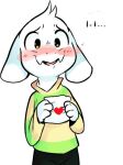  asriel_dreemurr blush bovid caprine child fur goat holding_letter holding_object letter long_ears love_letter male mammal monster psibunny simple_background solo stuttering undertale video_games white_body white_fur young 