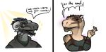  anthro argonian bethesda_softworks cigarette clothing duo female hi_res humor keerava male ncs scalie skyrim sparkles sun_rays text the_elder_scrolls video_games 