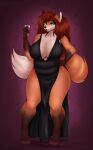  absurd_res anthro belly big_breasts breasts canid canine chonk clothing curvaceous curvy_figure dress female fox full-length_portrait fur genitals hi_res hierophant_green_(artist) mammal overweight overweight_anthro overweight_female paws pinup portrait pose pussy slightly_chubby solo voluptuous wine_glass 