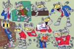  2018 anthro bodily_fluids bottomless clothed clothing domestic_cat drooling drugs felid feline felis fritz_the_cat fritz_the_cat_(character) gender_symbol male mammal marijuana multiple_poses necktie pose saliva smoking solo symbol toony vdru7 ♀ ♂ 