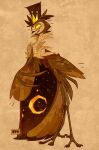  &lt;3 anthro avian bird clothed clothing crown demon hat headgear headwear helluva_boss male moon owl simple_background solo space star stolas_(vivzmind) 