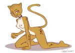  2021 anthro breasts cheetah cheetah_(dc) collar colored_sketch cubedcoconut dc_comics felid feline female grin justice_league kneeling looking_aside mammal nipples nude smile solo 