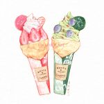  artist_name berries blueberry candy candy_cane cookie crepe food food_focus fruit ice_cream lisazhou_art no_humans oreo original pancake signature simple_background strawberry traditional_media watercolor_(medium) watermark white_background 