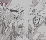  &lt;3 anthro avian bird clothed clothing crown demon eyes_closed female group hand_holding happy helluva_boss male owl red_eyes simple_background sketch stella_(vivzmind) stolas_(vivzmind) yellow_eyes 