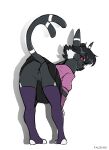  2019 absurd_res anthro anus bent_over bent_over_with_legs_held_straight biped black_anus black_body black_eyes black_fur black_hair black_nose bottomwear butt clothing cytherea digital_media_(artwork) eeveelution espeon fan_character female forked_tail fur genitals gloves_(marking) hair hi_res hybrid legwear long_ears looking_at_viewer looking_back lycanroc markings nintendo plantigrade pok&eacute;mon pok&eacute;mon_(species) presenting presenting_hindquarters pussy raised_tail red_sclera simple_background skirt smile solo stirrup_stockings the_dogsmith thigh_highs topwear umbreon video_games white_background white_body white_fur white_hair white_markings 