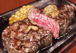  blurry blurry_background corn depth_of_field food food_focus meat nagare750 no_humans original plate realistic steak still_life 