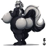  2020 absurd_res anthro big_breasts big_butt breasts butt female hi_res holding_breast huge_breasts huge_butt hyper hyper_breasts looking_back mammal mephitid nipples nude skunk superix thick_thighs 