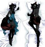  absurdres dakimakura_(medium) hellhound_(monster_girl_encyclopedia) heterochromia highres monster_girl nogarra nosora original scar tail_in_mouth 