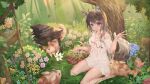  aliasing animal animal_ears flowers grass original tagme_(artist) tail 