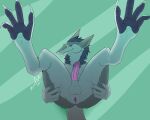  5:4 anthro anus anus_held_open claws digital_drawing_(artwork) digital_media_(artwork) erection fur grey_body grey_fur long_nails male malekart paws sergal shaded simple_background simple_shading solo white_body white_fur ych_result 