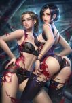  ada_wong ass ass_grab bra claire_redfield cleavage nudtawut_thongmai pantsu resident_evil resident_evil_2 torn_clothes 