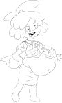  abdominal_bulge absurd_res after_vore animal_crossing anthro canid canine canis domestic_dog female hi_res isabelle_(animal_crossing) mammal monochrome nintendo oral_vore patting_belly same_size_vore solo strawberrywith4 video_games vore 