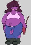  anthro armpit_hair belly big_belly big_breasts body_hair breasts deltarune dinosaur female freckles gnauseating hair_over_eyes hi_res midriff musclegut muscular muscular_anthro muscular_female non-mammal_breasts obese obese_anthro obese_female obscured_eyes overweight overweight_anthro overweight_female pubes reptile scalie solo susie_(deltarune) thick_thighs video_games wide_hips 