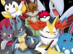  ambiguous_gender azumarill better_version_at_source black_body black_fur black_nose blue_body blue_fur braixen canid canine chest_spike emolga fan_character female feral fox fur group hand_spike humanoid inner_ear_fluff lagomorph leporid long_ears lucario male mammal nintendo pok&eacute;ball pok&eacute;mon pok&eacute;mon_(species) pok&eacute;mon_trainer rabbit red_eyes red_nose skarmory spikes spikes_(anatomy) stick traditional_media_(artwork) tuft video_games weavile white_body white_fur winick-lim yellow_body yellow_fur 