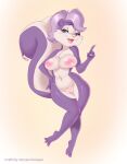  2021 anthro areola blue_sclera breasts chest_tuft eyelashes female fifi_la_fume genitals hair hi_res ipan mammal mephitid navel nipples nude open_mouth pink_nose plump_labia purple_eyes purple_hair pussy skunk solo text tiny_toon_adventures tuft url warner_brothers 