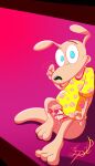  absurd_res anthro blue_eyes bottomless clothed clothing genitals hi_res lobofeo macropod male mammal marsupial nickelodeon pawpads paws penis rocko&#039;s_modern_life solo vein wallaby 