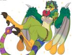  &lt;3 &lt;3_eyes anthro armband avian bird_wyvern capcom claws doubleclawed female fur hi_res humanoid legband long_tongue monster_hunter pukei-pukei solo thick_thighs tongue tongue_out video_games wide_hips wings 