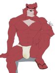  2020 3:4 anthro biped black_eyebrows black_nose chest_fur eyebrows facial_hair fundoshi_only fur hi_res kumatetsu male mammal muscular muscular_anthro muscular_male mustache pecs red_body red_fur shirako signature solo the_boy_and_the_beast ursid 