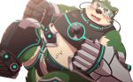  2021 anthro black_nose bulge canid canine canis clothing domestic_dog dosanco15 fur green_body green_fur hi_res humanoid_hands kemono live-a-hero male mammal mokdai overweight overweight_anthro overweight_male simple_background solo underwear video_games visor white_background 