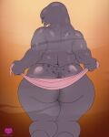  2021 4:5 alien anthro big_butt bodily_fluids butt butt_focus chubby_female curvy_figure digital_media_(artwork) eyes_closed female gradient_background halo_(series) hi_res huge_butt markings microsoft nude overweight overweight_anthro overweight_female purple_body purple_skin rear_view sangheili shashe&rsquo;_saramunra signature simple_background slightly_chubby smile solo sweat syrios thick_thighs towel towel_only video_games voluptuous wide_hips xbox_game_studios 