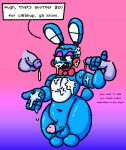  2020 ? animal_humanoid blue_body blue_penis blush blush_stickers bodily_fluids bow_tie cum cum_on_arm cum_on_chest dialogue_box digital_media_(artwork) disembodied_penis english_text eyeshadow five_nights_at_freddy&#039;s five_nights_at_freddy&#039;s_2 genital_fluids genitals gradient_background green_eyes group group_sex handjob humanoid knee_pads lagomorph lagomorph_humanoid leporid leporid_humanoid machine makeup male male/male mammal mammal_humanoid navel not_furry open_mouth penile penis pink_eyeshadow portrait purple_penis qoolguyart rabbit rabbit_humanoid robot robot_humanoid sex simple_background solo text three-quarter_portrait threesome toy_bonnie_(fnaf) video_games wide_hips 