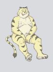  2021 absurd_res anthro belly felid hi_res kemono male mammal moobs nipples overweight overweight_anthro overweight_male pantherine professor_fluff simple_background sitting solo tiger tongue tongue_out 