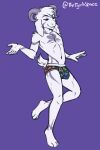 2:3 5_fingers absurd_res anthro asriel_dreemurr_(god_form) black_sclera boss_monster bovid bulge caprine clothed clothing eyebrow_through_hair eyebrows fingers goat hair hi_res horn male mammal smile solo tigerinspace translucent translucent_hair undertale underwear underwear_only video_games 