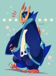  bird blue_eyes claws closed_mouth commentary_request empoleon gen_4_pokemon highres jacknaiff looking_down no_humans penguin piplup pokemon pokemon_(creature) square standing toes 