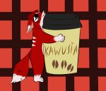  anthro beverage canid canine coffee fox frexy male mammal solo 