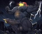  2021 abs anthro armband balls barazoku biceps big_muscles big_penis black_body bodily_fluids bowser bowser&#039;s_fury bracelet breath_powers clothing collaboration elemental_manipulation erection fire fire_breathing fire_manipulation fury_bowser genital_fluids genitals horn humanoid_genitalia humanoid_penis jewelry koopa lightning low-angle_view male mario_bros muscular muscular_anthro muscular_male navel nintendo nipples nude open_mouth outside partially_submerged pecs penis precum quads raining scalie shell solo spiked_armband spiked_bracelet spiked_shell spikes spikes_(anatomy) splash standing storm sxfpantera thick_thighs tora_gy underwear video_games water white_eyes 