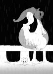  ambiguous_gender dragon duo espurr felid feline feral goodra hi_res mammal monochrome nintendo pok&eacute;mon pok&eacute;mon_(species) raining video_games winte 