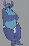  9:14 alien anthro anthrofied belly blue_body blue_fur briefs bulge clothing crossed_arms disney experiment_(lilo_and_stitch) fur grainy hi_res lilo_and_stitch looking_at_viewer male minedoo musclegut navel overweight overweight_anthro overweight_male solo stitch_(lilo_and_stitch) thong tighty_whities underwear white_clothing white_underwear 