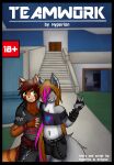  anthro black_border border canid canine canis comic cover dream_mirage dream_mirage_(hyperion) duo ear_piercing ear_ring emo female fox hi_res hybrid kayla_kitsune male mammal piercing teenager wolf young 