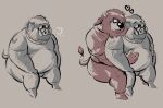  &lt;3 2020 anthro bottomwear clothing duo eyewear glasses hug hugging_from_behind humanoid_hands male male/male mammal overweight overweight_male pants pure_command shirt simple_background sitting suid suina sus_(pig) topwear wild_boar 