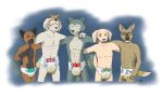  2021 abs animehyper anthro beastars bird_dog bodily_fluids canid canine canis chest_tuft collot_(beastars) coyote diaper domestic_dog durham_(beastars) feces fox fur genital_fluids golden_retriever group herding_dog hi_res hunting_dog hyaenid jack_(beastars) legoshi_(beastars) male mammal messy_diaper miguno_(beastars) multicolored_body multicolored_fur navel old_english_sheepdog pacifier pastoral_dog retriever sheepdog soiling standing stink_lines tailwag tuft urine voss_(beastars) wet_diaper wetting wolf 