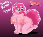  absurd_res all_fours anthro anthrofied areola big_breasts breasts english_text equid equine female friendship_is_magic hi_res huge_breasts mammal my_little_pony nipples nude pinkie_pie_(mlp) ribiruby solo text 