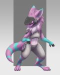  absurd_res anthro claws cupcake_(cowdevon) digitigrade female fur gender_symbol hi_res machine multicolored_body multicolored_fur paws pink_body pink_fur protogen slowderpyguy symbol ♀ 