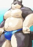  2021 anthro ayame42612 belly brown_body brown_fur bulge canid canine canis clothing domestic_dog fur hi_res humanoid_hands kemono male mammal moobs navel nipples one_eye_closed overweight overweight_anthro overweight_male solo tongue tongue_out underwear wink 