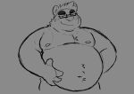 2020 anthro belly bellypraise biped blush eyewear glasses hi_res humanoid_hands male mammal moobs nipples overweight overweight_anthro overweight_male simple_background sketch solo ursid 