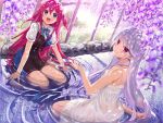  dress grisaia_no_kajitsu kazami_kazuki mimimi_3x3x3 see_through seifuku summer_dress suou_amane wet wet_clothes 