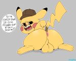  anus balls big_butt butt detective_pikachu dialogue dongitos feral hat huge_butt male nintendo pikachu pok&eacute;mon pok&eacute;mon_(species) solo tagme video_games 