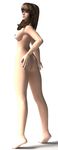  3d ass breasts brown_hair dead_or_alive hitomi_(doa) large_breasts nipples nude sideboob solo 