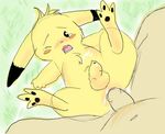  anal blush cum first_person_view gay hindpaw human interspecies looking_at_viewer lying male mammal nintendo on_back open_mouth paws penetration penis pikachu pok&#233;mon pok&#233;philia pokemon sex size_difference spreading tears uncut video_games 