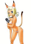  animal_ears artist_request bikini cat_ears final_fantasy final_fantasy_xi handheld_game_console mithra playstation_portable product_placement solo swimsuit tail 