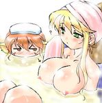  ? blonde_hair breast_envy breasts breath_of_fire breath_of_fire_ii dr.p green_hair large_breasts lowres multiple_girls nina_(breath_of_fire_ii) nipples oekaki purple_wings rinpoo_chuan wings 