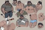  2020 absurd_res anthro belly blush bodily_fluids bottomwear bulge butt clothing cum ejaculation eyewear genital_fluids glasses grope hairy hi_res male mammal moobs multiple_poses nipples overweight overweight_male pants pose pure_command shirt solo_focus suid suina sus_(pig) topwear underwear wild_boar 