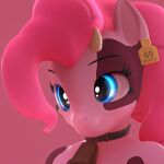  3d_(artwork) 69_(number) animal_print blue_eyes bovid bovine cattle collar cow_print cowbell cowpony digital_media_(artwork) ear_tag equid equine friendship_is_magic hasbro horn horse hybrid lunar57 mammal my_little_pony pinkie_pie_(mlp) pony portrait solo 